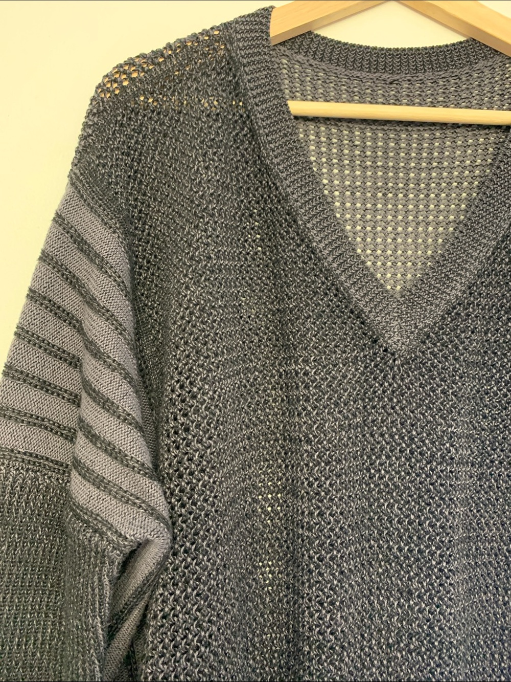 PLANET by LAUREN G gorgeous fisherman sweater cotton black- grey assymetrical - Picture 2 of 9